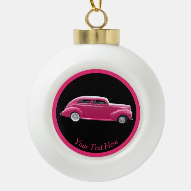 Custom 1940 Famous American Make Sedan Ceramic Ball Christmas Ornament (Front)