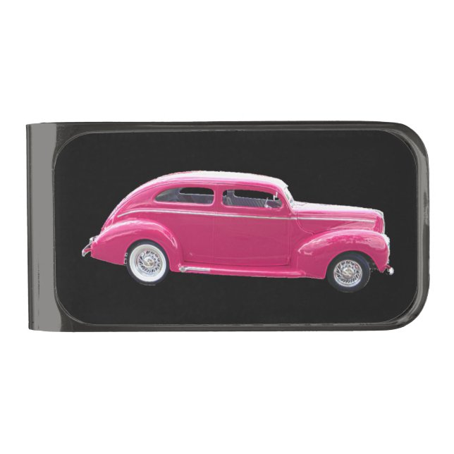 Custom 1940 Famous American Make Sedan Gunmetal Finish Money Clip (Front)
