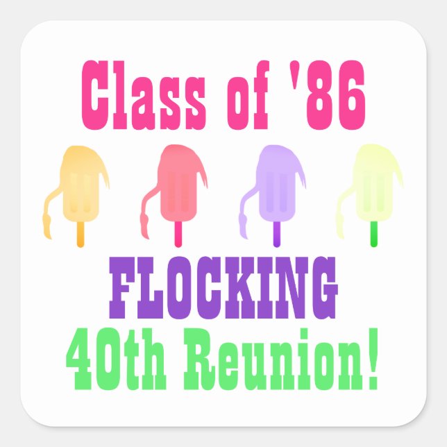 Custom 1980s Style Class Reunion Square Sticker (Front)