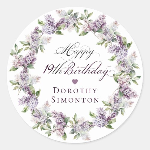 Custom 19th Birthday Purple Lilac Envelope Seal