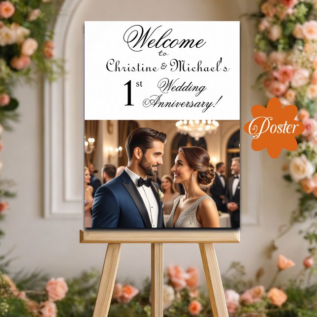 Custom 1 Photo 1st Wedding Anniversary Welcome Poster (Creator Uploaded)