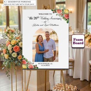 Custom 1 Photo 20th Wedding Anniversary Welcome Foam Board