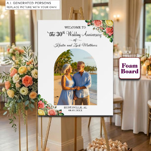 Custom 1 Photo 30th Wedding Anniversary Welcome Foam Board