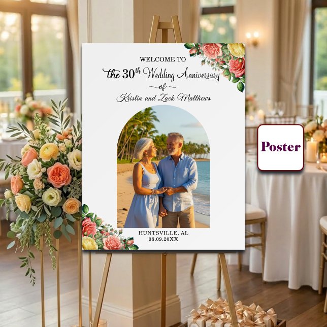 Custom 1 Photo 30th Wedding Anniversary Welcome  Poster (Creator Uploaded)
