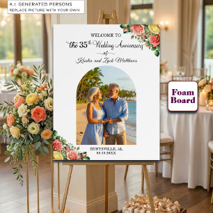 Custom 1 Photo 35th Wedding Anniversary Welcome Foam Board