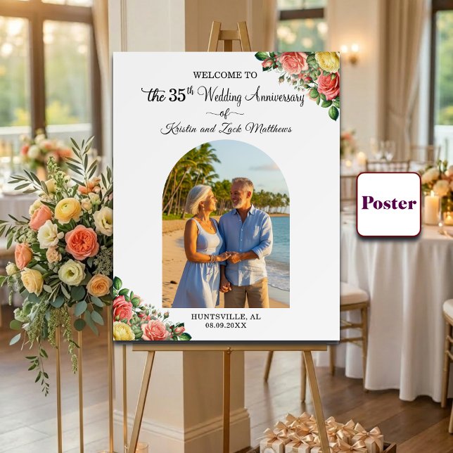 Custom 1 Photo 35th Wedding Anniversary Welcome  Poster (Creator Uploaded)