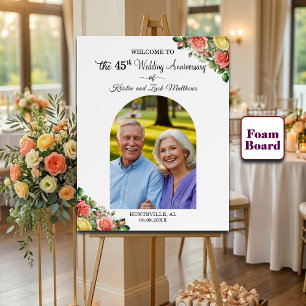 Custom 1 Photo 45th Wedding Anniversary Welcome Foam Board