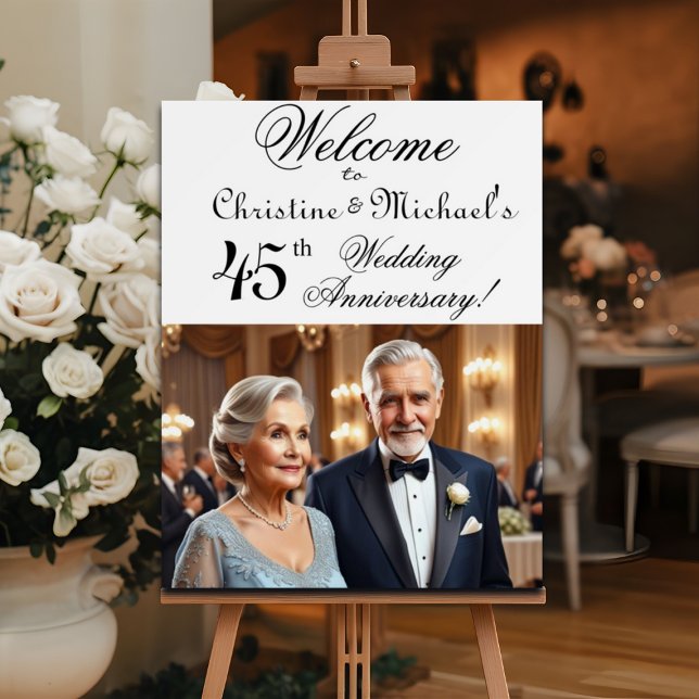 Custom 1 Photo 45th Wedding Anniversary Welcome Foam Board (Creator Uploaded)