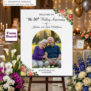 Custom 1 Photo 50th Wedding Anniversary Welcome Foam Board