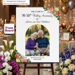 Custom 1 Photo 55th Wedding Anniversary Welcome Foam Board