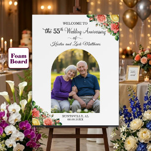Custom 1 Photo 55th Wedding Anniversary Welcome Foam Board