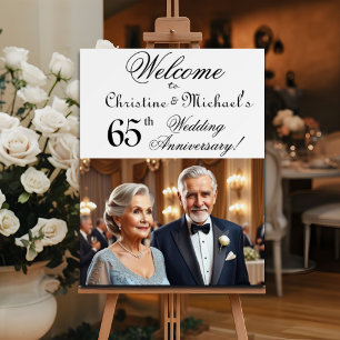 Custom 1 Photo 65th Wedding Anniversary Welcome Foam Board