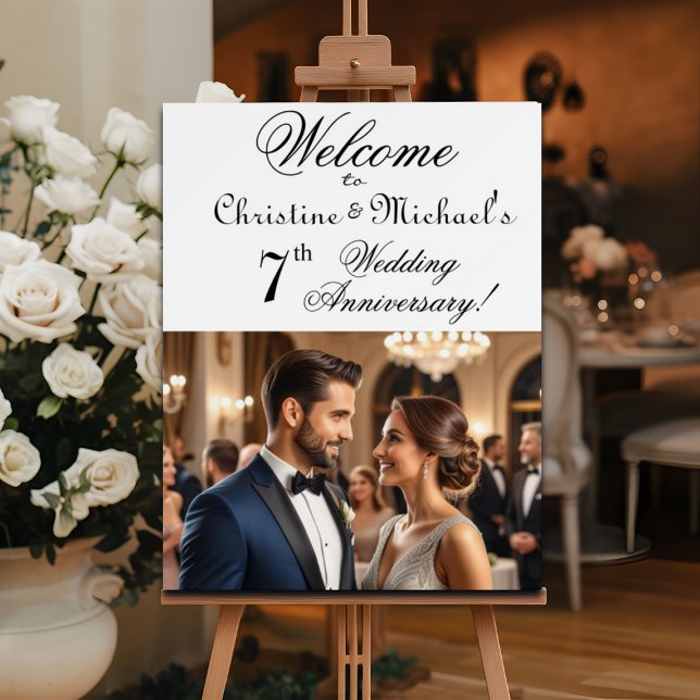 Custom 1 Photo 7th Wedding Anniversary Welcome Foam Board (Creator Uploaded)