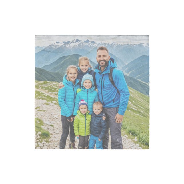 Custom 1 Photo Family Stone Magnet (Front)