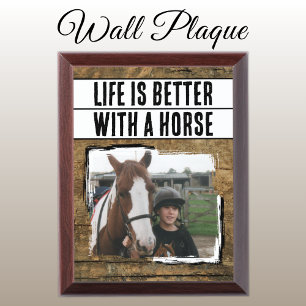Custom 1 photo horse lover brown white award plaque