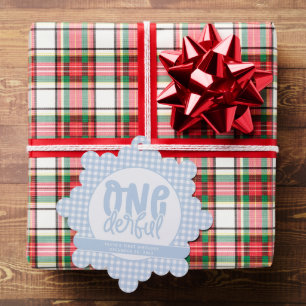 Custom 1st Birthday Cute Pastel Blue Onederful Ornament Card
