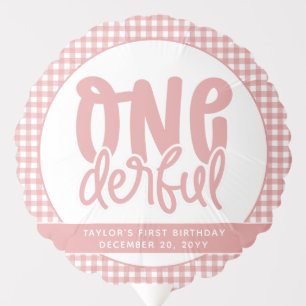 Custom 1st Birthday Cute Pastel Pink Onederful Balloon