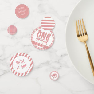 Custom 1st Birthday Cute Pastel Pink Onederful Confetti