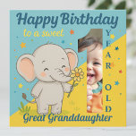 Custom 1st Birthday Elephant Sweet Your Photo Card<br><div class="desc">Celebrate a special little one with this custom first birthday card featuring a cheerful elephant and a playful number "1" frame for your own photo. Bright, happy colors and sweet styling make it ideal for a granddaughter, great-granddaughter, or any adorable one-year-old. A charming and whimsical way to mark a milestone...</div>