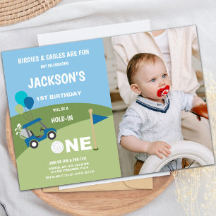 Custom 1st Birthday Golf Party Invitation