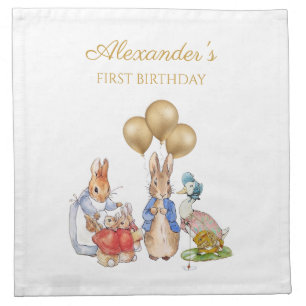 Custom 1st Birthday Peter and Josephine bunny Cloth Napkin