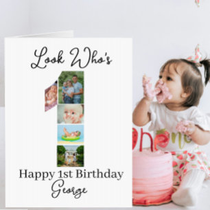 custom 1st Birthday Photo Collage keepsake Card