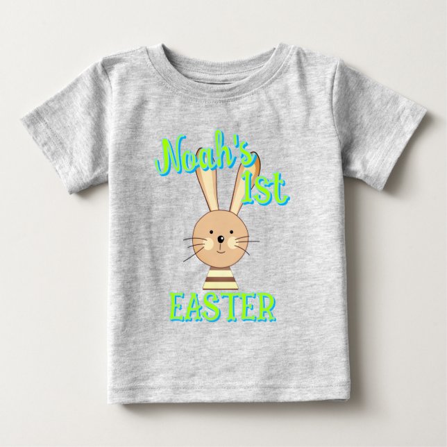 Custom 1st EASTER Happy Bunny Toddler Baby Outfit Baby T-Shirt (Front)