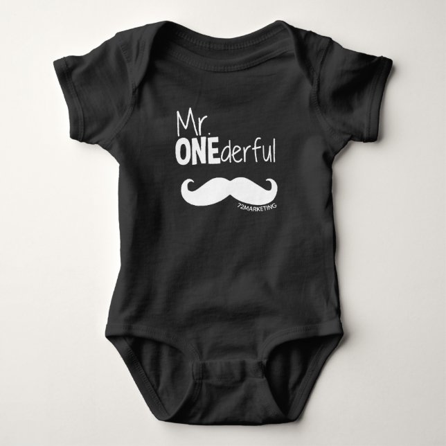 Custom 1st Mr. Onederful Bowtie Birthday Baby Baby Bodysuit (Front)