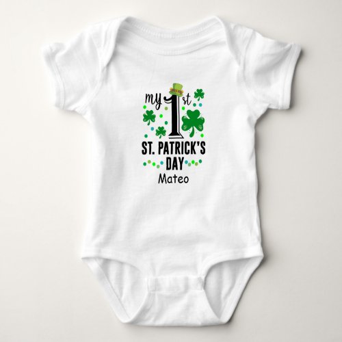 Custom 1st St Patricks Day Birthday Gift With Name Baby Bodysuit