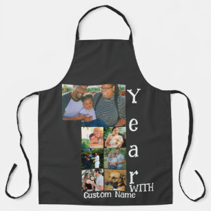 Custom 1st wedding anniversary 7 photo collage apron