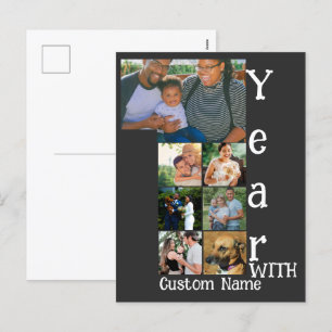 Custom 1st wedding anniversary 7 photo collage holiday postcard