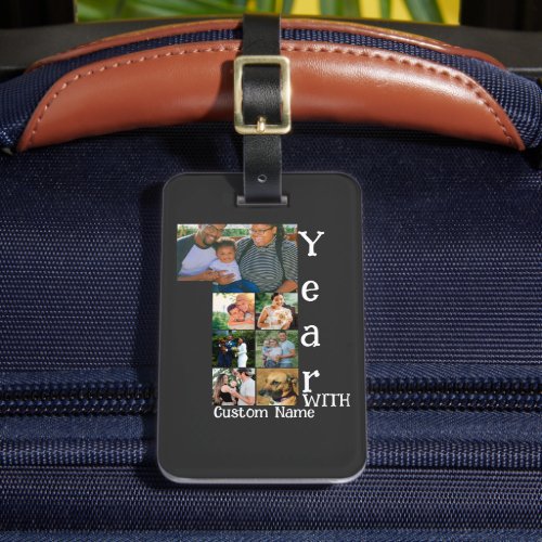 Custom 1st wedding anniversary 7 photo collage luggage tag