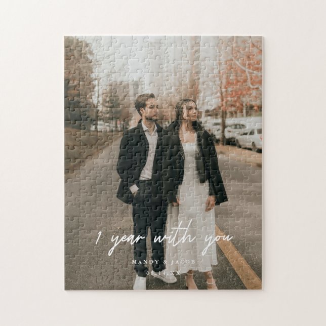 Custom 1st Wedding Anniversary Couple Photo Jigsaw Puzzle (Vertical)