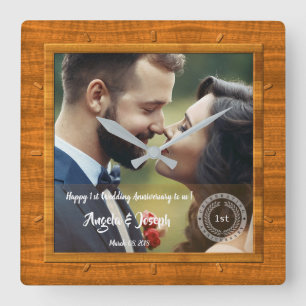 Custom 1st Wedding Anniversary Photo Clock 