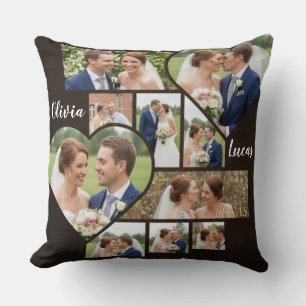 Custom 1st Wedding Anniversary Photo Collage Throw Pillow