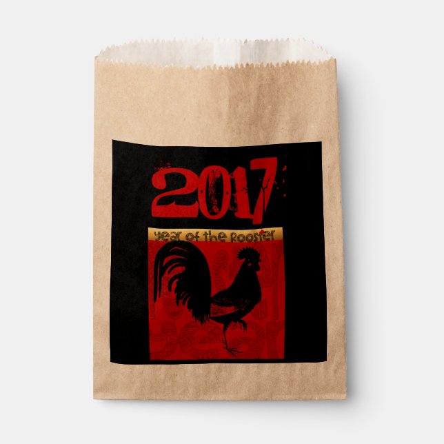 Custom 2017 Rooster Chinese New Year Favor Bag (Front)