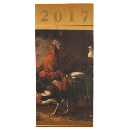 Custom 2017 Rooster Year European painting USB Wood USB Flash Drive