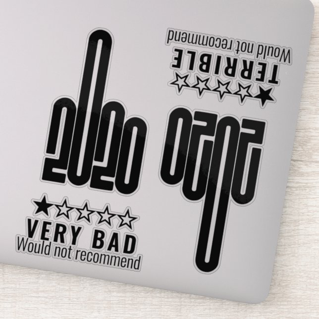 Custom 2020 Middle Finger Bad Review Black 4 Pack Sticker (Detail)
