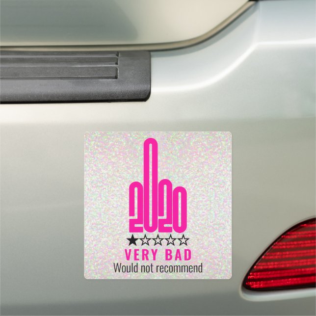 Custom 2020 Middle Finger Review Hot Pink Bumper Car Magnet (In Situ)