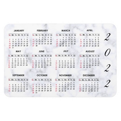 Custom 2022 Marble Calendar Magnet