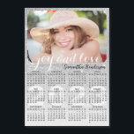 Custom 2023 Photo Calendar Magnet Silver Glitter<br><div class="desc">This personalized 2023 magnetic calendar features name and photo templates, Joy and Love saying and girly silver gray faux glittered design. Click "Personalize this template" and upload your photo there to get the result with the same stylish frame-look edges around the picture. It's a cute practical gift idea for Christmas,...</div>