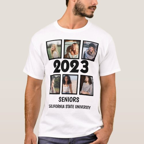 Custom 2023 Seniors 6 Photo Collage T_Shirt