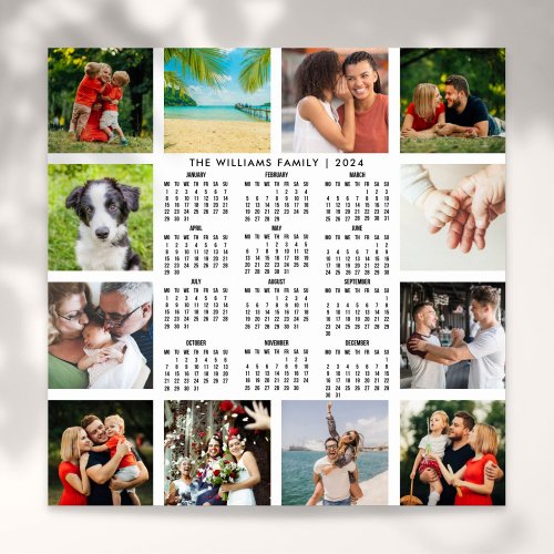 Custom 2024 Calendar 12 Photo Collage Poster