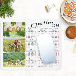 Custom 2024 Calendar 3 Photo Collage Family Mouse Pad<br><div class="desc">This unique personalized 2024 calendar mousepad is easy to customize with your family name and three personal photos using templates. It's a practical gift idea for Christmas,  New Year,  or other occasions.</div>