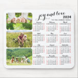 Custom 2024 Calendar 3 Photo Collage Family Mouse Pad<br><div class="desc">This unique personalized 2024 calendar mousepad is easy to customize with your family name and three personal photos using templates. It's a practical gift idea for Christmas,  New Year,  or other occasions.</div>