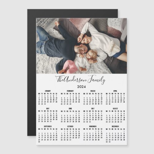 Custom 2024 Calendar Family Photo Fridge Magnet