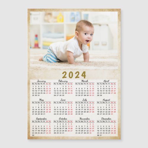 Custom 2024 Calendar Fridge Magnet Photo