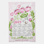 Custom 2024 Calendar Graduate MBA Student Pink Kitchen Towel