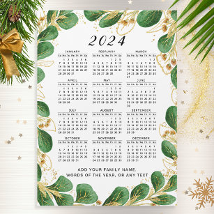 Custom 2024 Calendar Magnet Elegant Eucalyptus