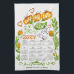 Custom 2024 Calendar MBA Student Orange Floral Kitchen Towel<br><div class="desc">Create a unique 2024 kitchen towel calendar as a gift for a current or future MBA student. The design features orange watercolor flowers and green foliage design with a saying on my way to MBA decorated with hearts, graduate's hat and diploma. Type the grad's name to personalize the towel with...</div>